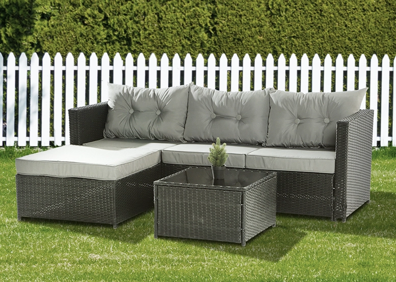 SECCIONAL NOVAHUS 57094 INTERCAMBIABLE 3 CUERPOS TERRAZA SOFA + MESA GRIS - 1