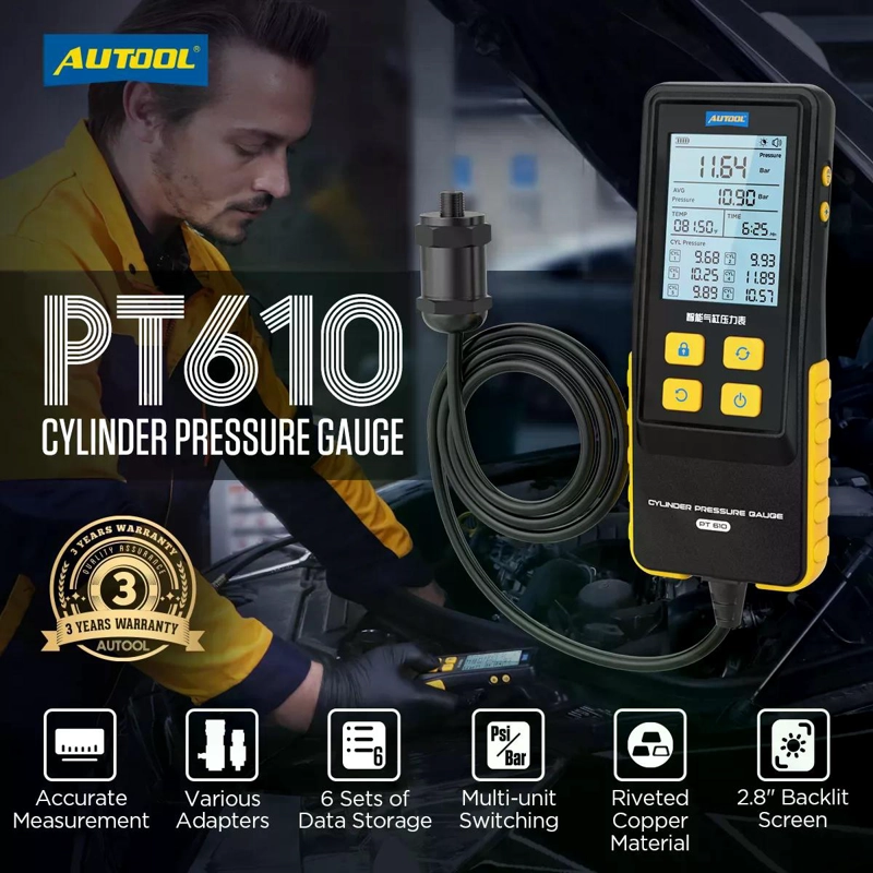 MEDIDOR PRESIÓN DE CILINDRO MOTOR AUTOOL PT610 TEMPERATURA - 2
