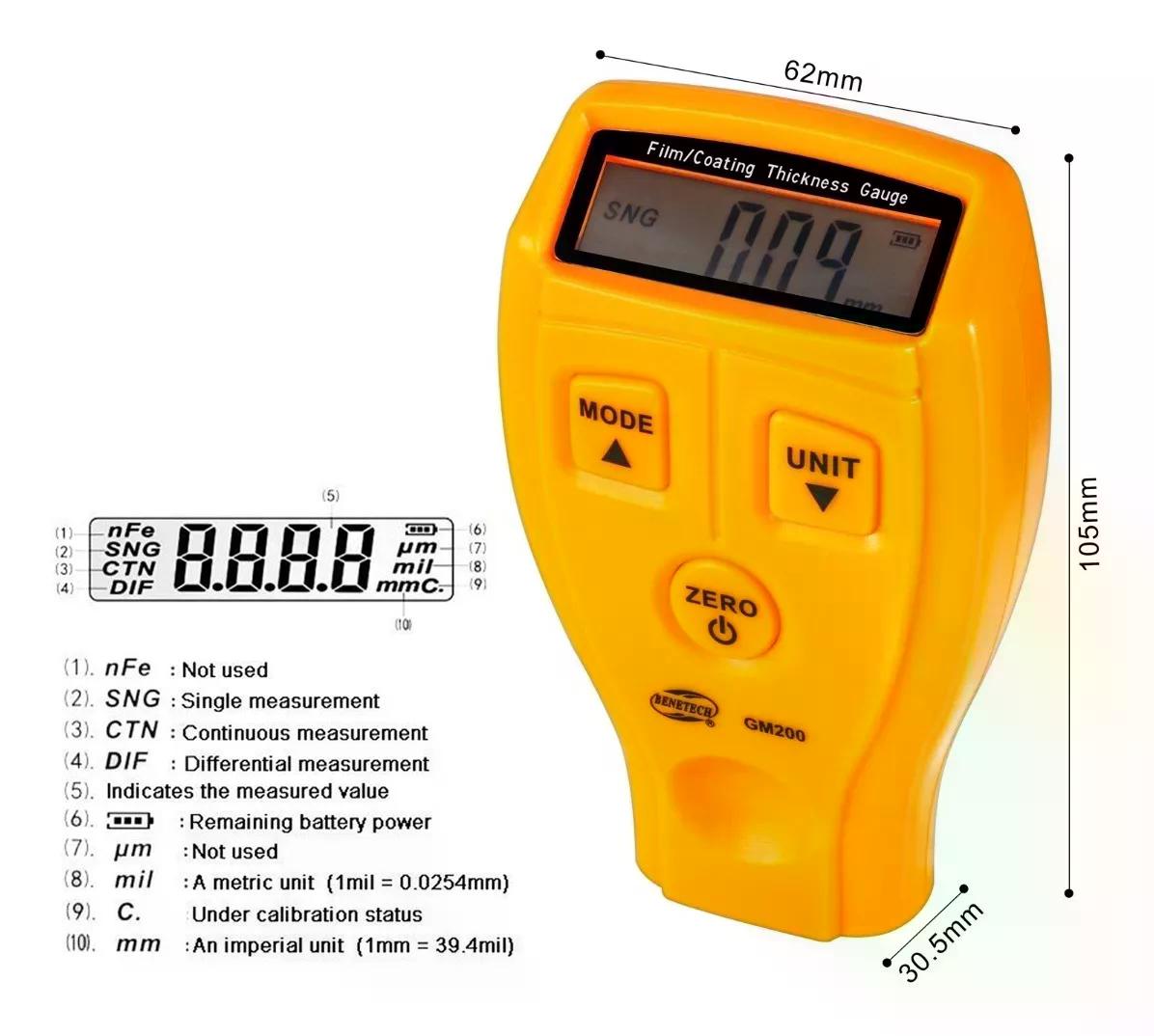 MEDIDOR TESTER DE ESPESOR DE PINTURA AUTOMOTRIZ - 3