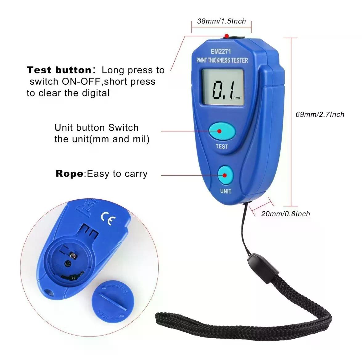 MEDIDOR TESTER DE ESPESOR DE PINTURA AUTOMOTRIZ - 3