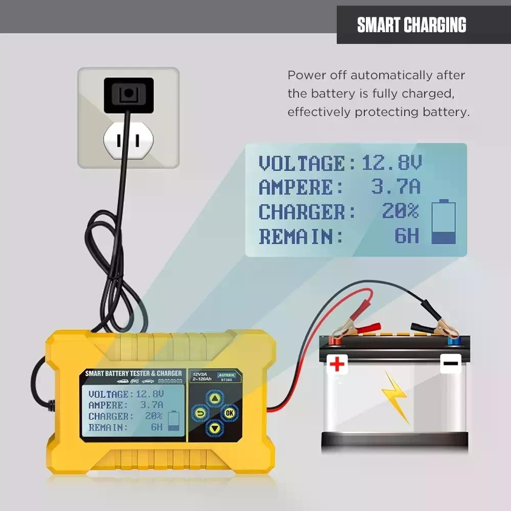 PROBADOR Y RECARGA DE BATERÍAS 12V AUTOOL BT380 - 6