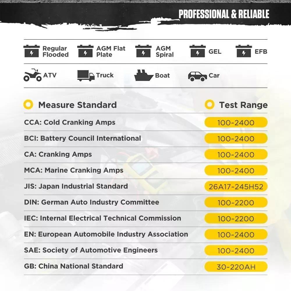 SCANNER AUTO AUTOOL PROBADOR DE BATERÍA BT360 BATERÍA PROFESIONAL - 2