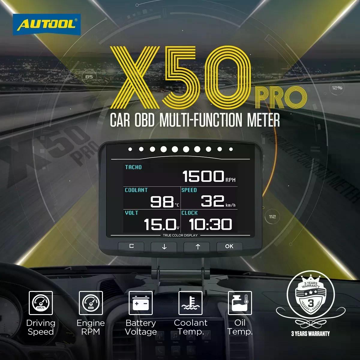 MEDIDOR MULTIFUNCIÓN AUTOOL X50 PRO OBD2 HUD AUTOMOTRIZ - 2