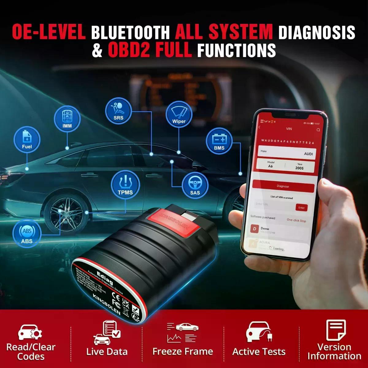 SCANNER AUTOMOTRIZ EDIAG DZ MEJOR QUE THINKSAFE 15 FUNCIONES - 2