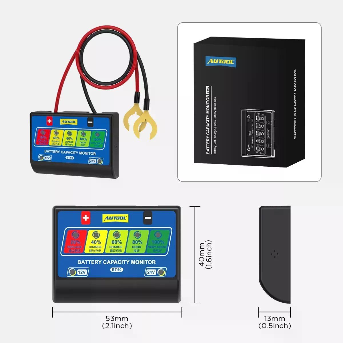 SCANNER AUTO AUTOOL PROBADOR ANALIZADOR BATERÍA BT60 BATERÍA 12-24V - 4