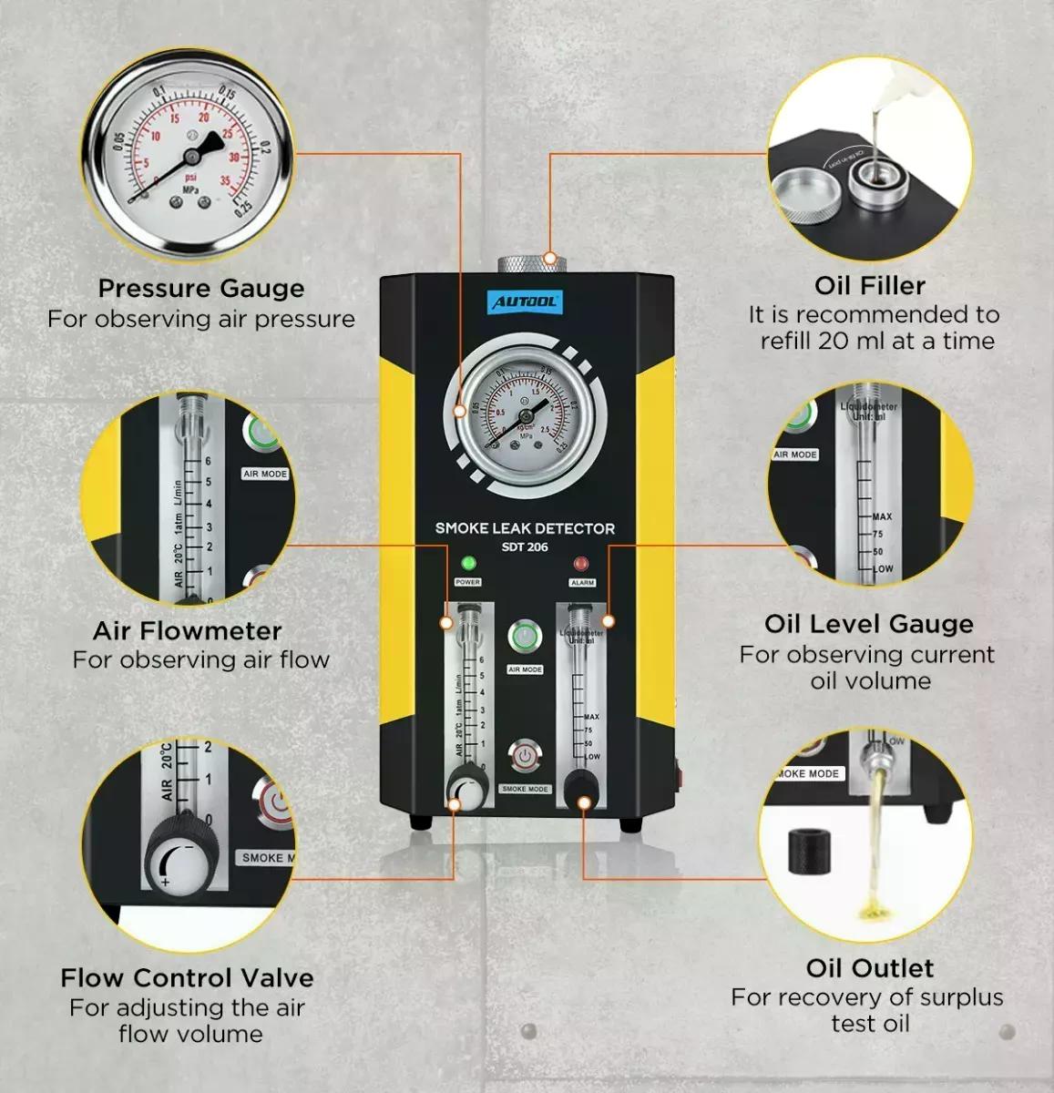 DETECTOR AUTOOL FUGAS DE HUMO SDT206 HERRAMIENTA AUTOMOTRIZ - 9