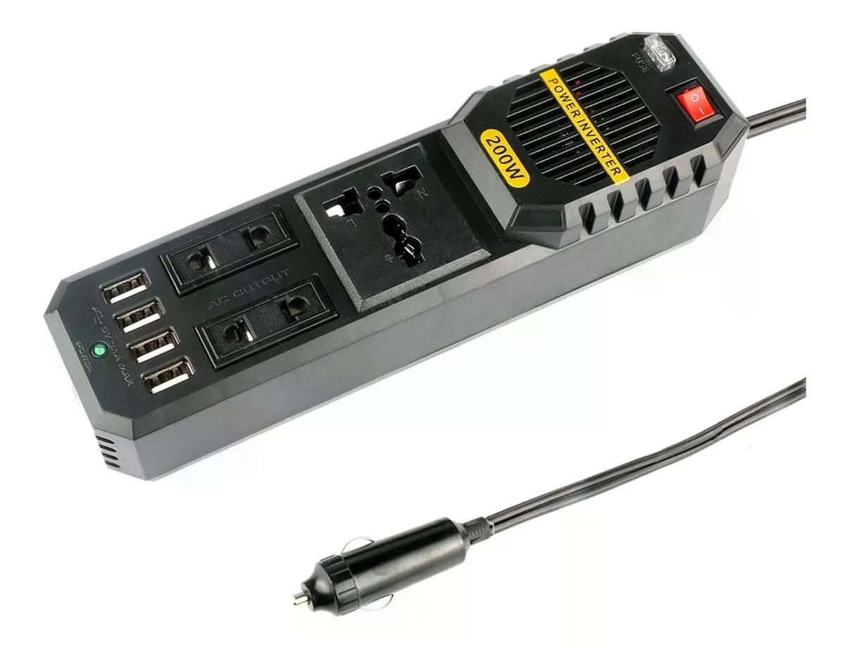 CARGADOR INVERSOR VOLTAJE 12V A 220V 200 WATT - 1