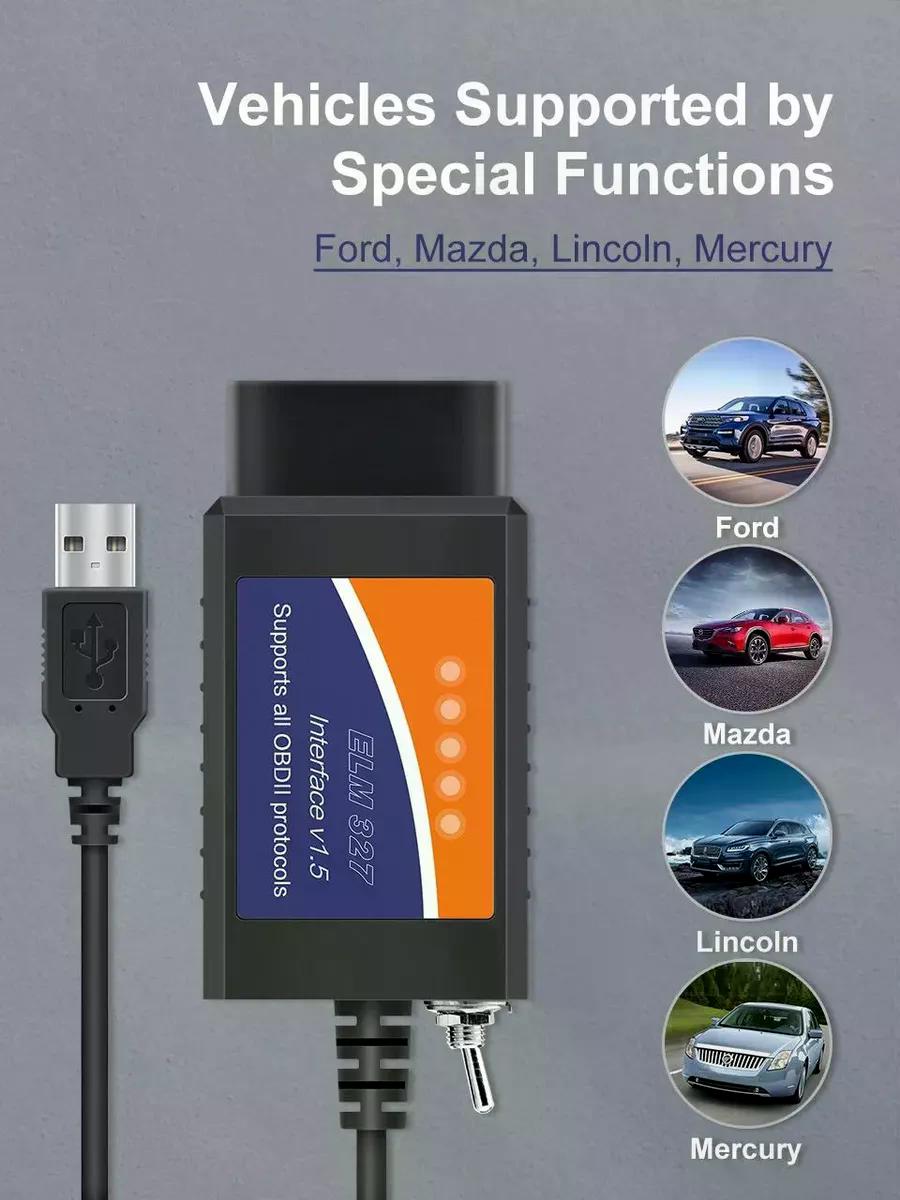 SCANNER AUTOMOTRIZ ELM 327 OBD2 CHIP FORD FORSCAN USB - 2