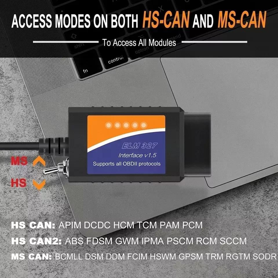 SCANNER AUTOMOTRIZ ELM 327 OBD2 CHIP FORD FORSCAN USB - 4