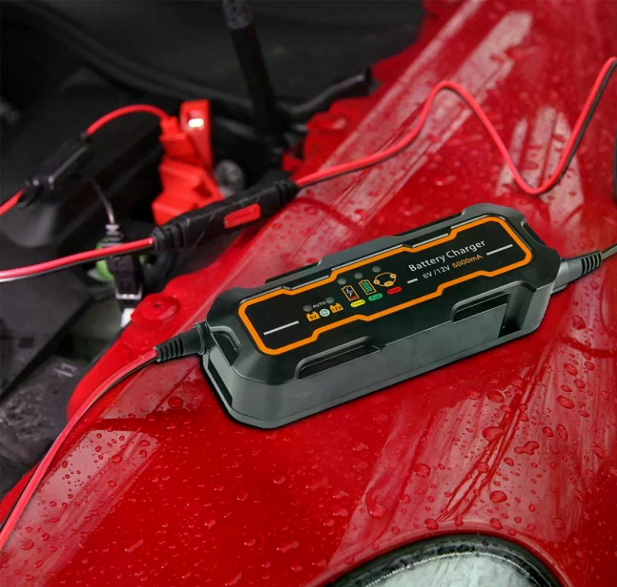 CARGADOR BATERÍA AUTOMOTRIZ 12V 6V 5A ÁCIDO GEL AGM PLATA - 4