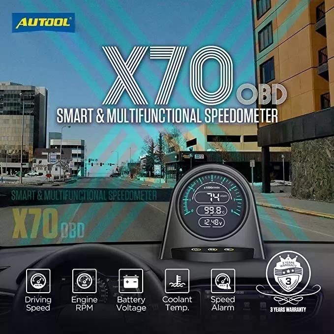 SCANNER AUTOMOTRIZ AUTOOL X70 OBD2 12V MIDE VELOCIDAD TEMP - 2