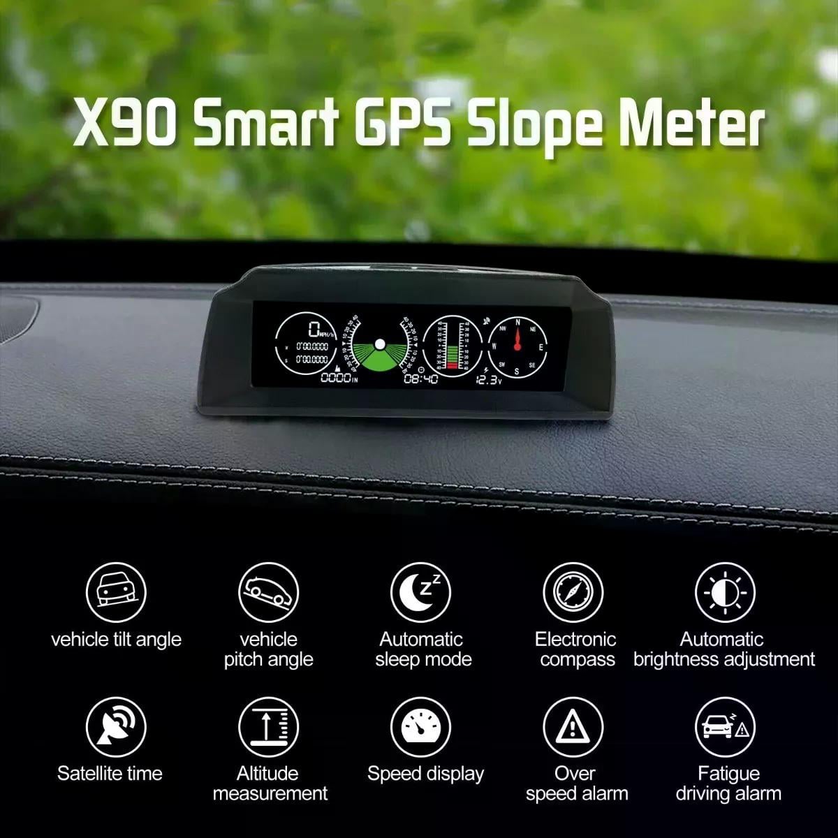 MEDIDOR VELOCIDAD AUTOOL X90 GPS PENDIENTE INCLINÓMETRO BRÚJULA 4X4 - 3