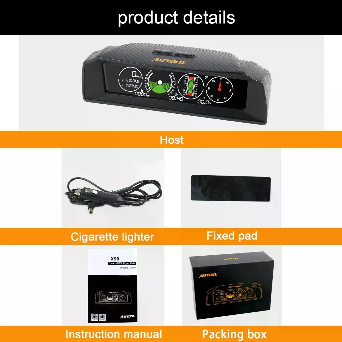 MEDIDOR VELOCIDAD AUTOOL X90 GPS PENDIENTE INCLINÓMETRO BRÚJULA 4X4 - 7
