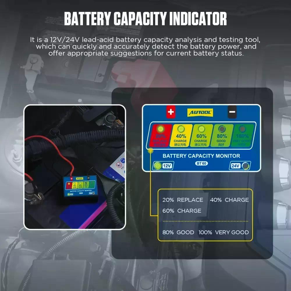 PROBADOR DE BATERÍA AUTOOL 12-24V BT60 - 4