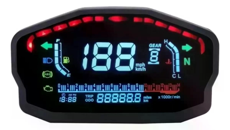 MEDIDOR VELOCIDAD MOTO PANTALLA LCD TEMPERATURA AGUA ACEITE - 1