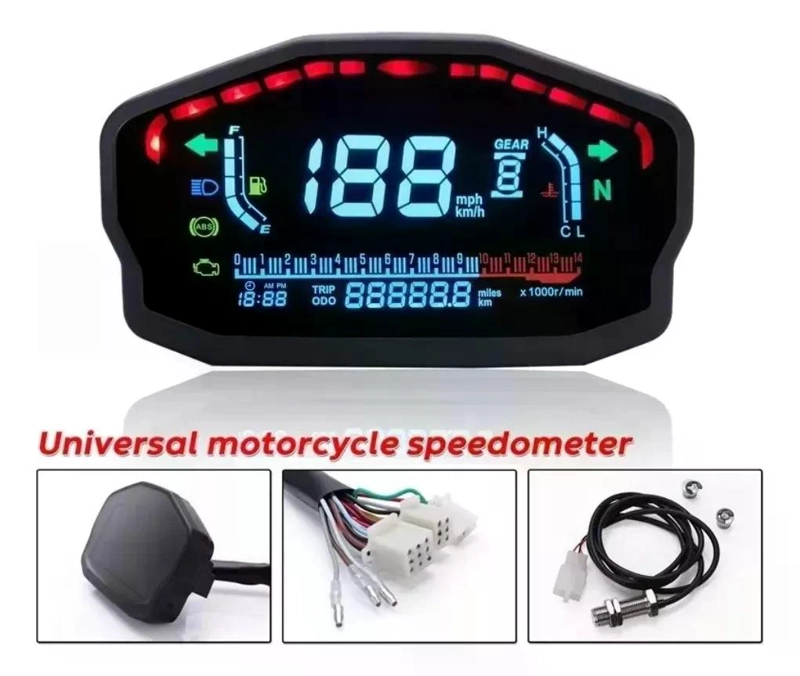 MEDIDOR VELOCIDAD MOTO PANTALLA LCD TEMPERATURA AGUA ACEITE - 2