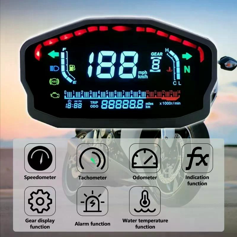 MEDIDOR VELOCIDAD MOTO PANTALLA LCD TEMPERATURA AGUA ACEITE - 3