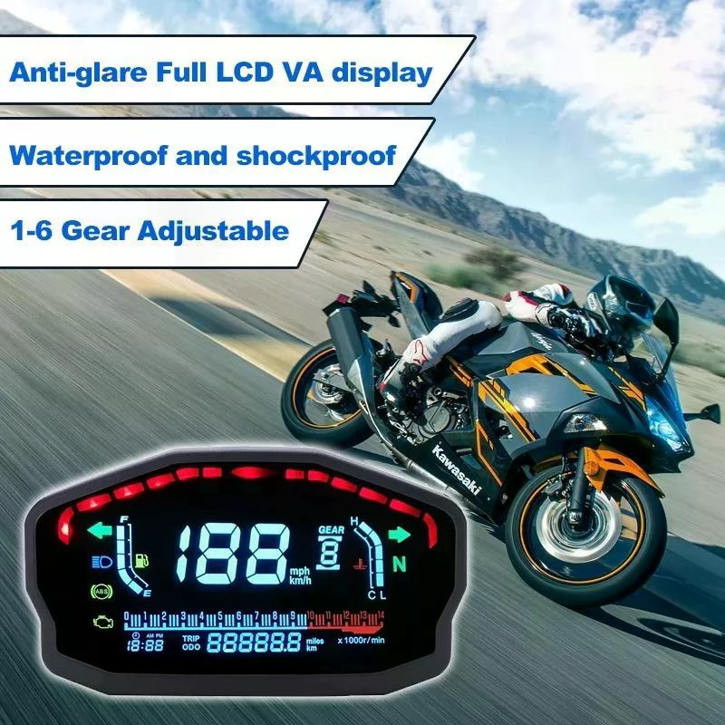 MEDIDOR VELOCIDAD MOTO PANTALLA LCD TEMPERATURA AGUA ACEITE - 4