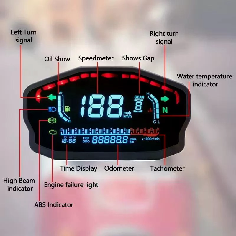 MEDIDOR VELOCIDAD MOTO PANTALLA LCD TEMPERATURA AGUA ACEITE - 5