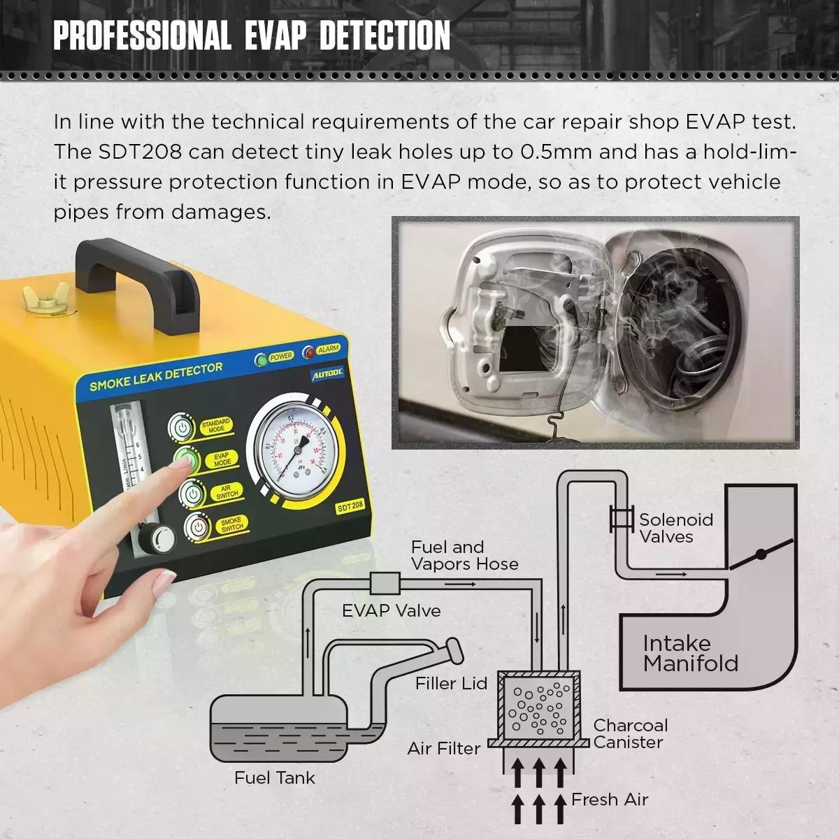 PROBADOR AUTOOL SISTEMA ENFRIAMIENTO DE ESCAPE VACÍO SDT208 - 6