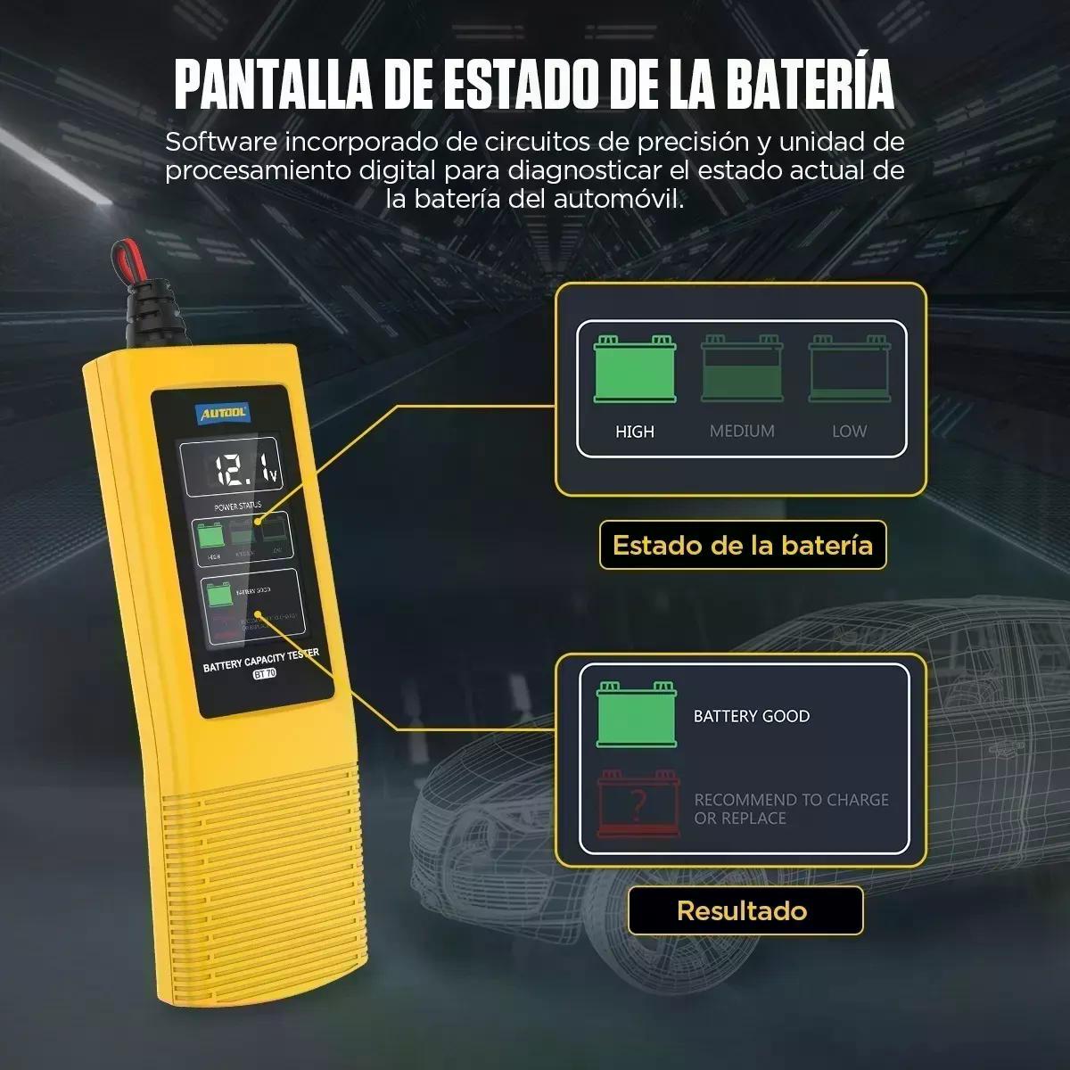 PROBADOR AUTOOL BATERÍA BT70 DE 12-24V 100A 2000CCA SCANNER - 3