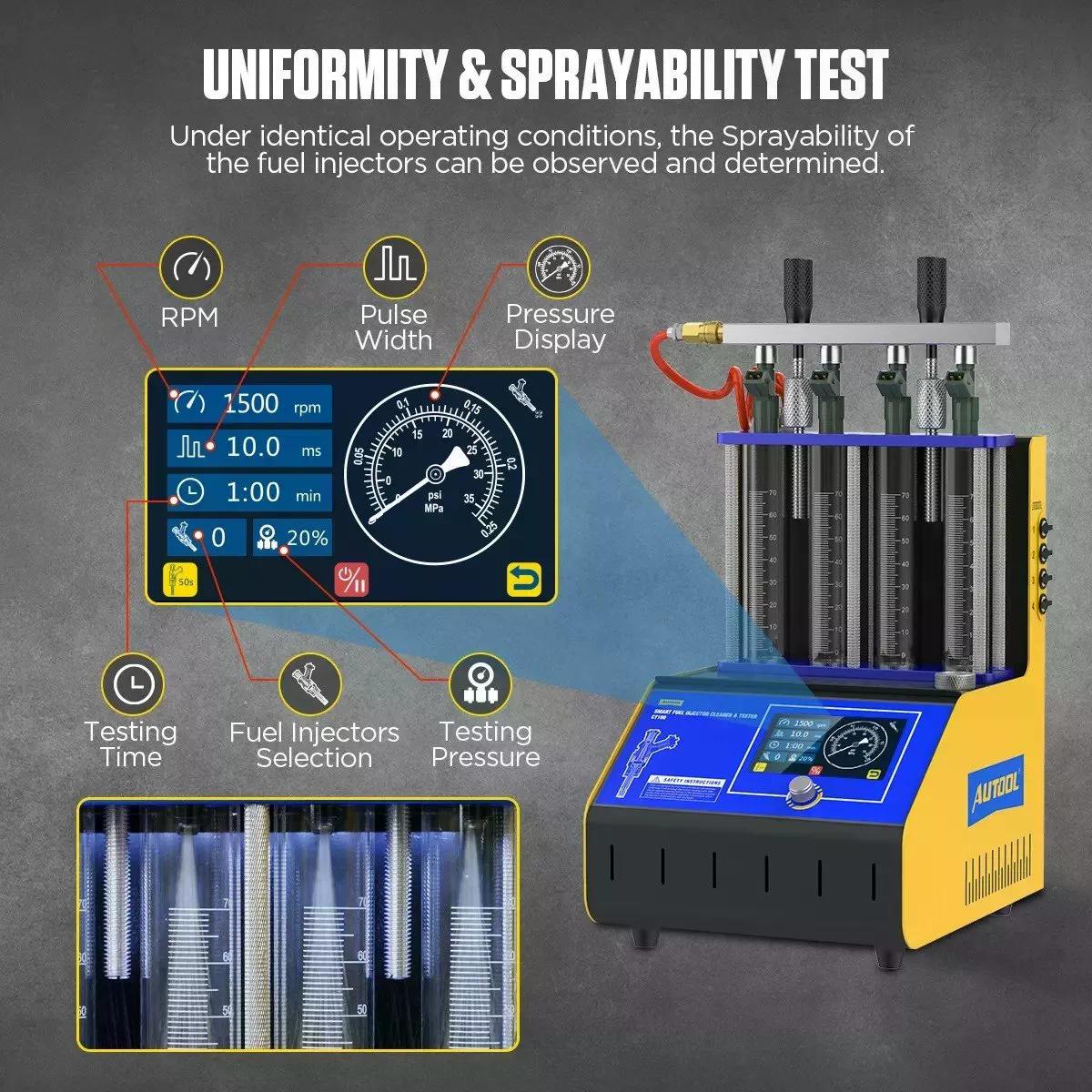 LIMPIADOR Y PROBADOR DE INYECTORES AUTOMOTRIZ AUTOOL CT180 - 4