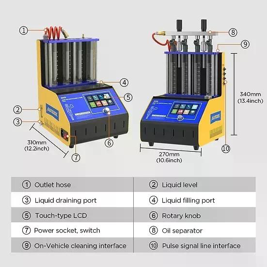 LIMPIADOR Y PROBADOR DE INYECTORES AUTOMOTRIZ AUTOOL CT180 - 9