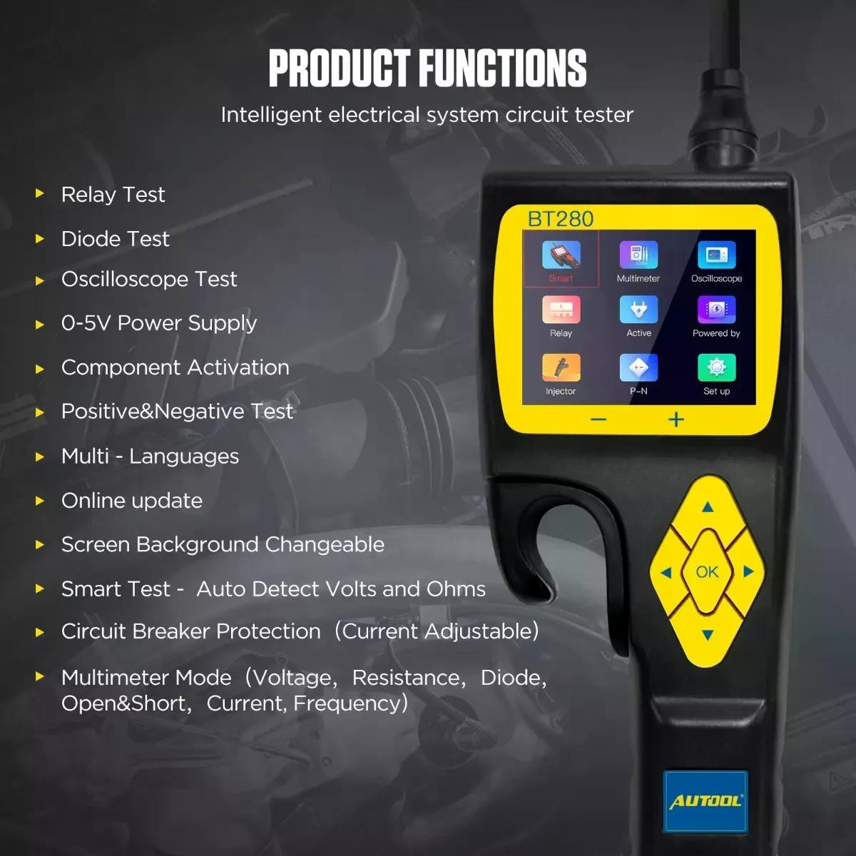 PROBADOR AUTOOL DE CIRCUITO BT280 OSCILOSCOPIO PUNTA LÓGICA - 4