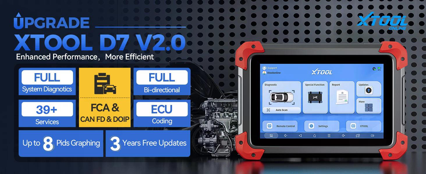 SCANNER XTOOL D7 BIDIRECCIONAL ECU 39 SERVICIOS CANFD LLAVES - 2
