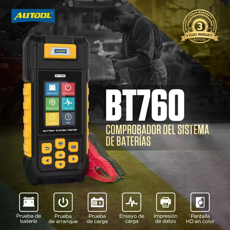 SCANNER DE BATERIAS TESTER  CARGA CON IMPRESORA BT760 AUTOOL - 3