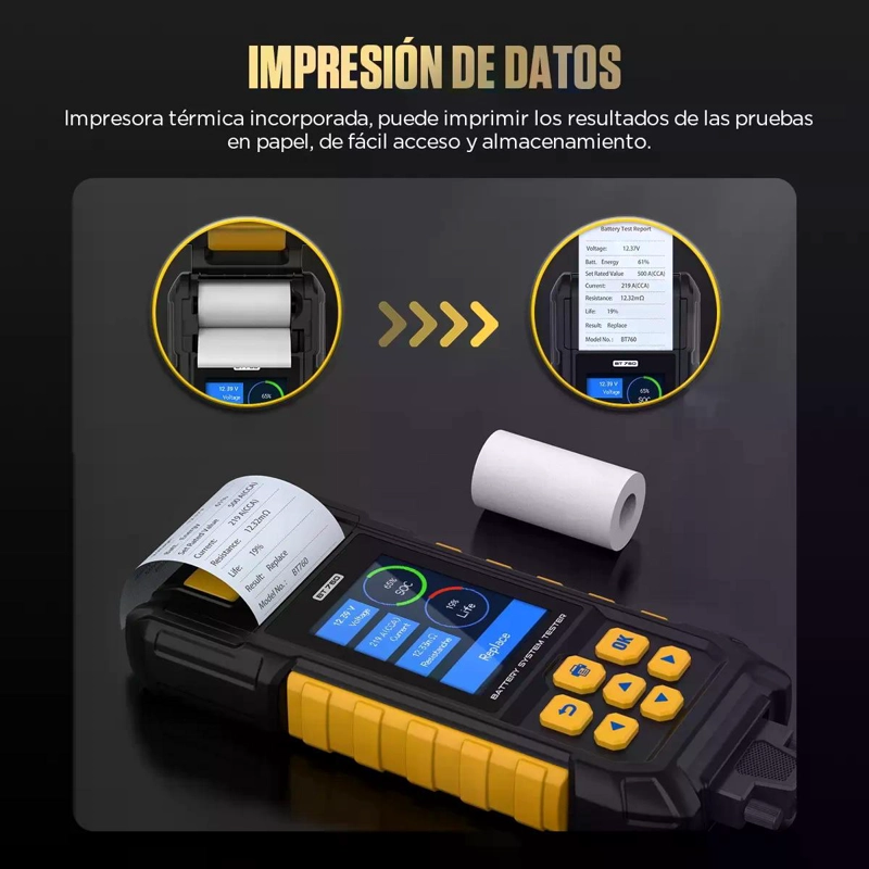 SCANNER DE BATERIAS TESTER  CARGA CON IMPRESORA BT760 AUTOOL - 6
