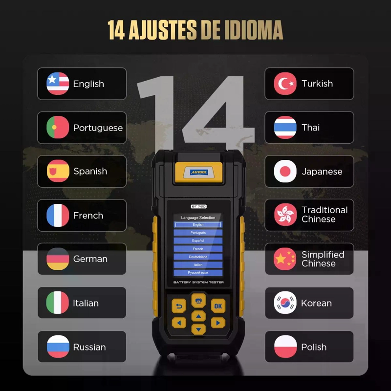 SCANNER DE BATERIAS TESTER  CARGA CON IMPRESORA BT760 AUTOOL - 9