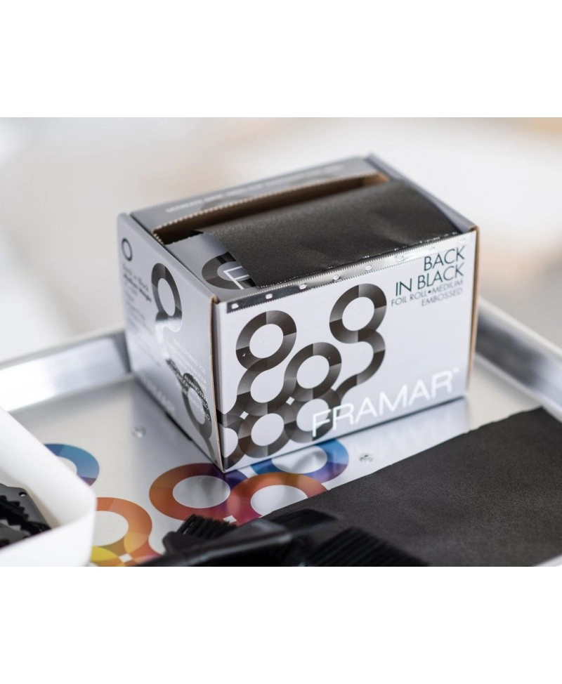 FRAMAR PAPEL ALUMINIO ROLLO BACK IN BLACK EMBOSSED MEDIUM 100 METROS - 2