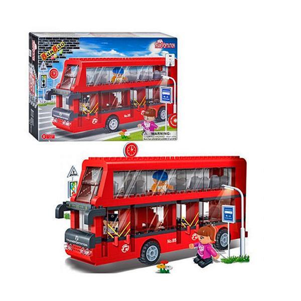 SET BLOQUES BANBAO 8769 ROJO BUS DE TRANSPORTE - 2