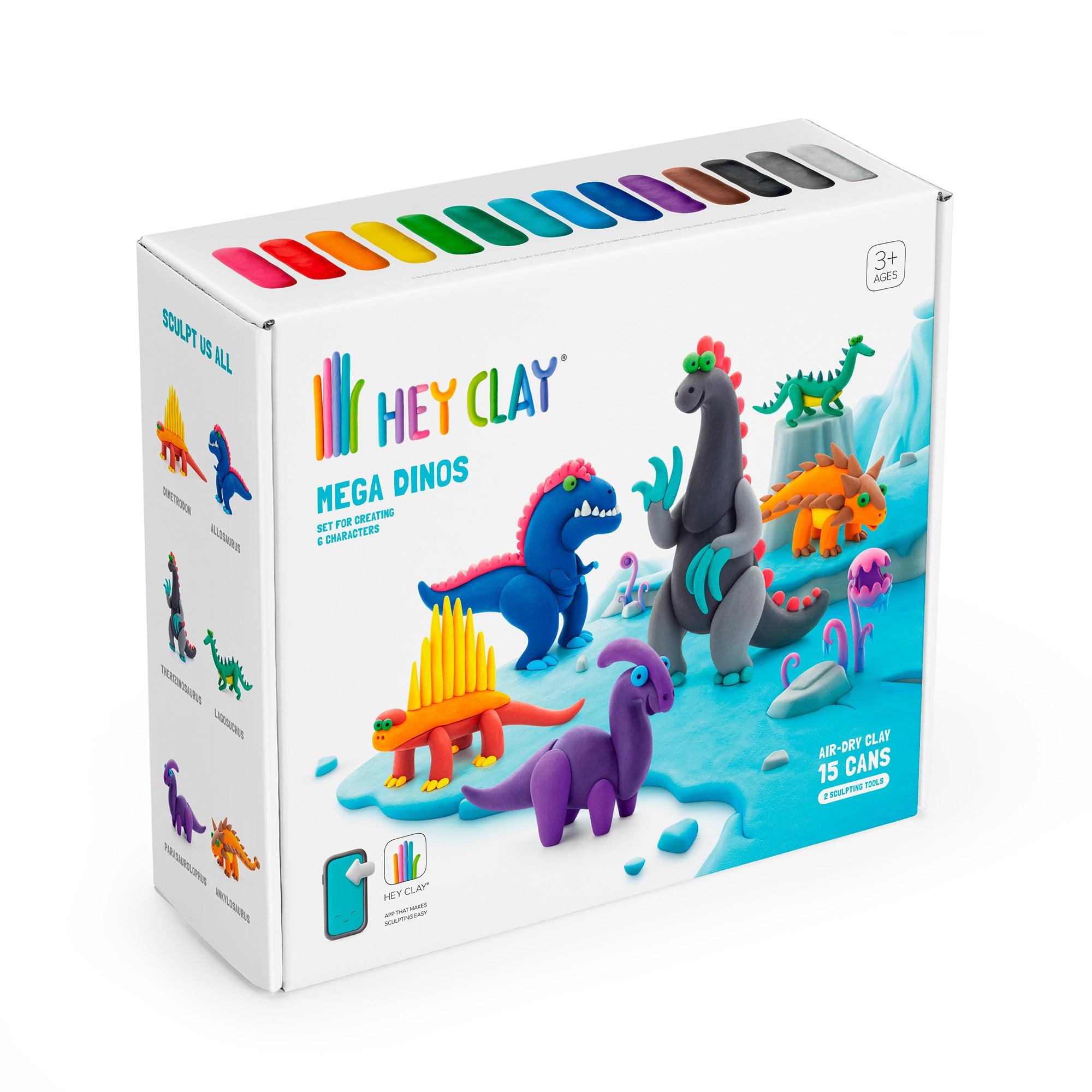 MASAS HEY CLAY HC15017 MEGA DINOS 15 POTES MULTICOLOR - 1