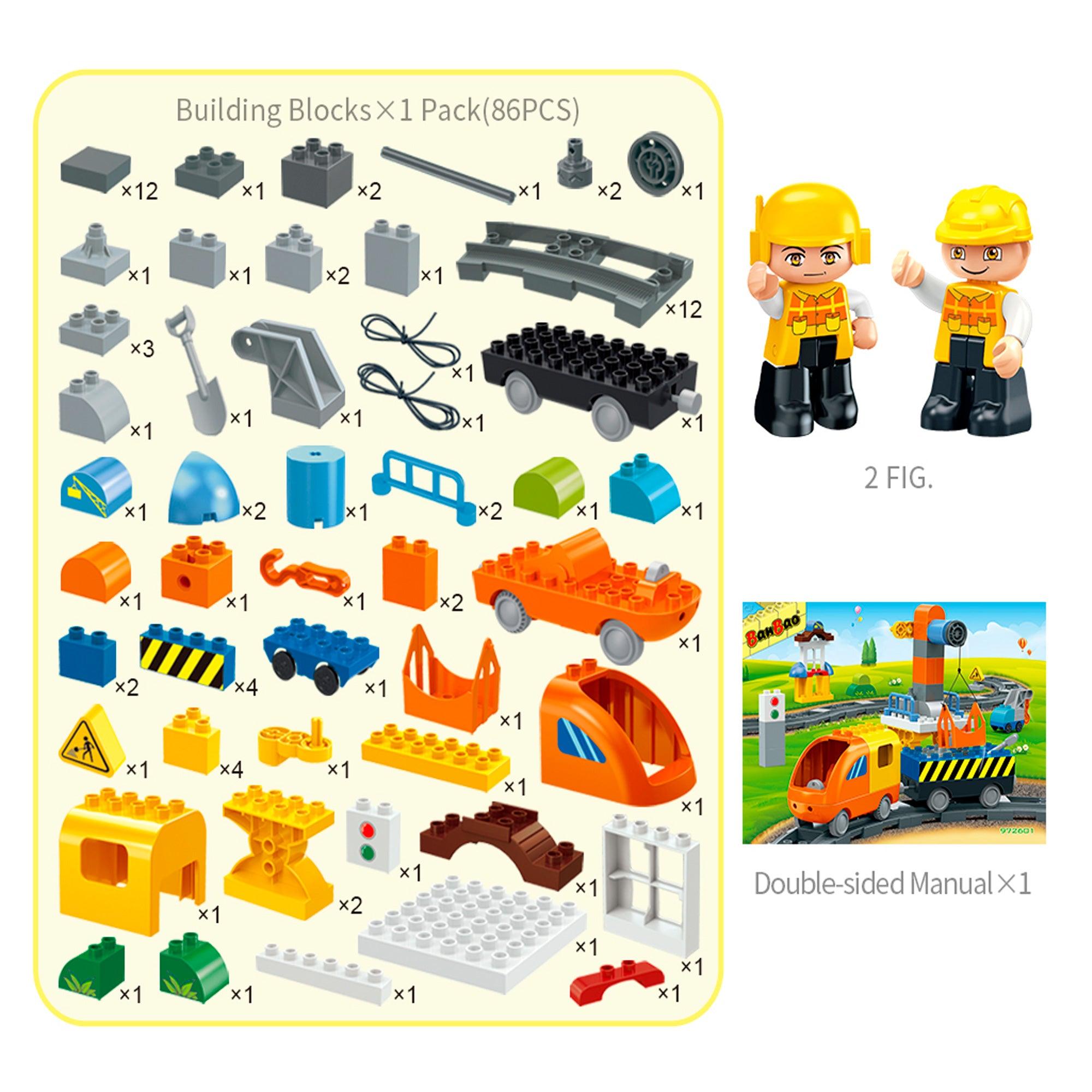 SET BLOQUES BANBAO 9726 MULTICOLOR TREN DE CARGA 86 PIEZAS - 4