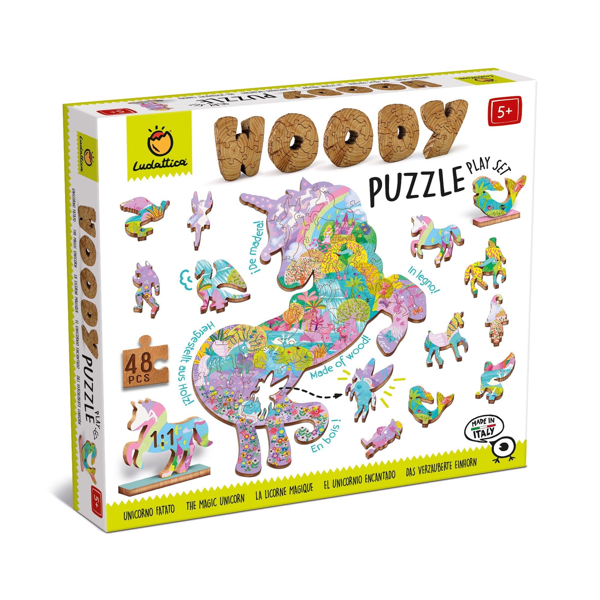 PUZZLE DE MADERA UNICORNIO 48 PIEZAS LUDATTICA - 1