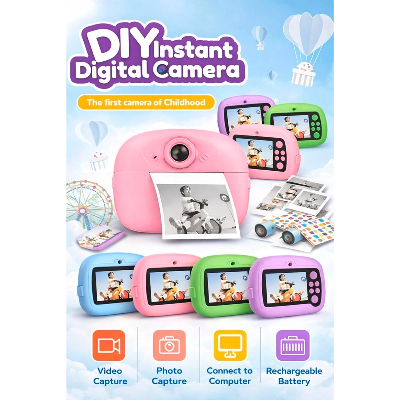 CAMARA DIGITAL PARA NIÑOS Con Impresión Instantánea - 3