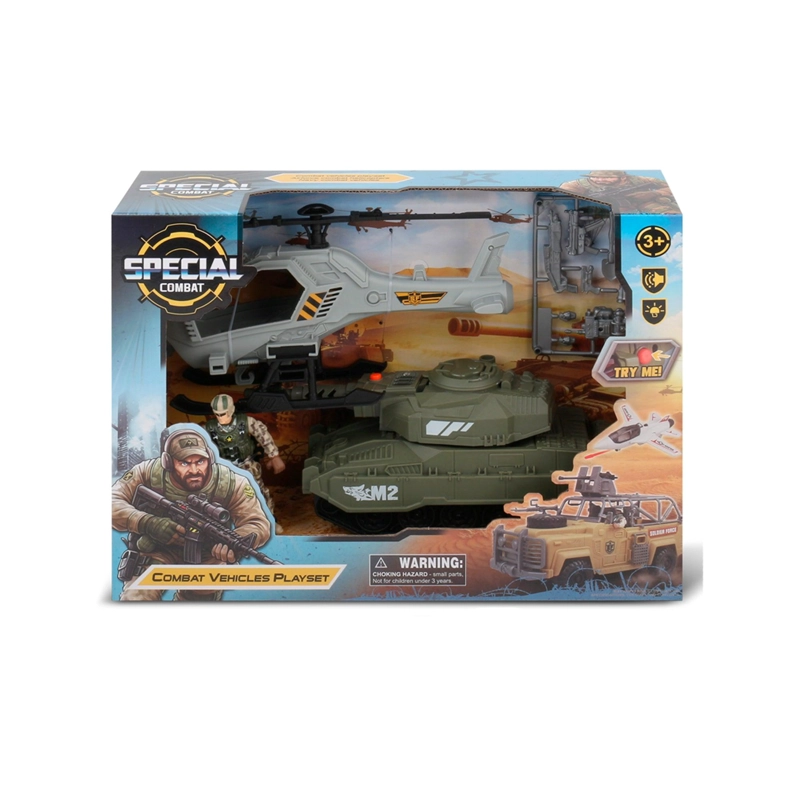 VEHICULO COMBATE HELICOPTERO GRIS Y TANQUE SPECIAL COMBAT