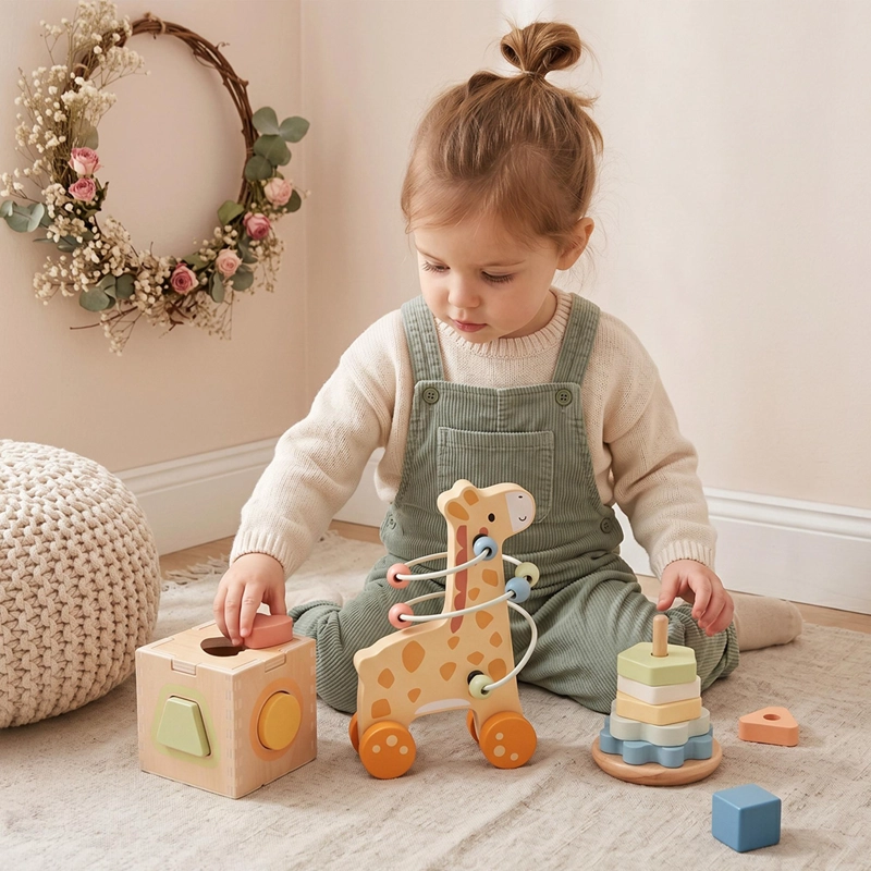 SET INFANTIL DE MADERA JIRAFA 3 EN 1 TOOKY TOY - 6