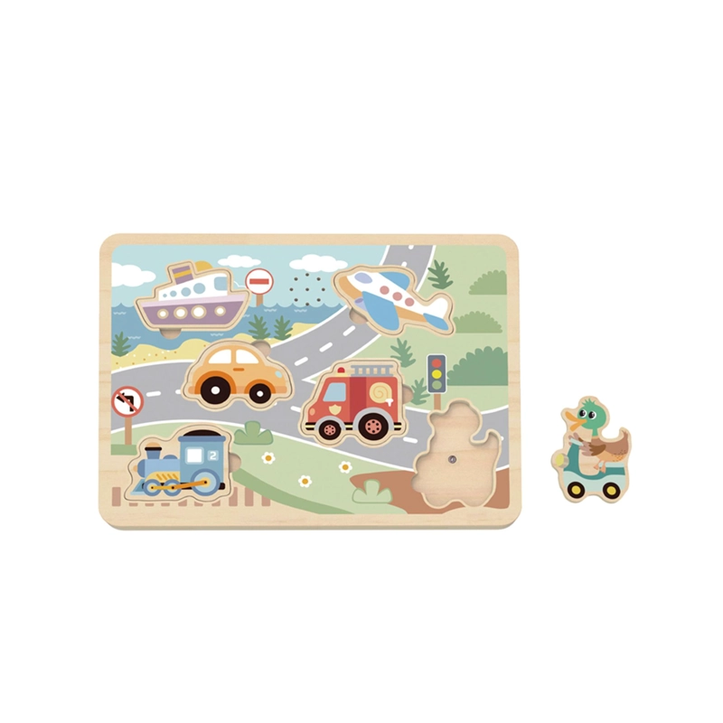 PUZZLE DE ENCAJE TRANSPORTES CON SONIDO TOOKY TOY - 1