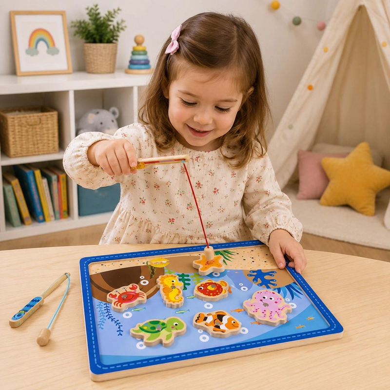 JUEGO DE PESCA MAGNE TICO DE MADERA TOOKY TOY - 5
