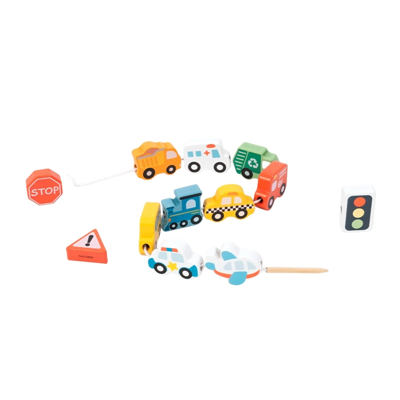 JUGUETE DIDACTICO TRANSPORTE DE MADERA PARA ENHEBRAR TOOKY TOY - 1