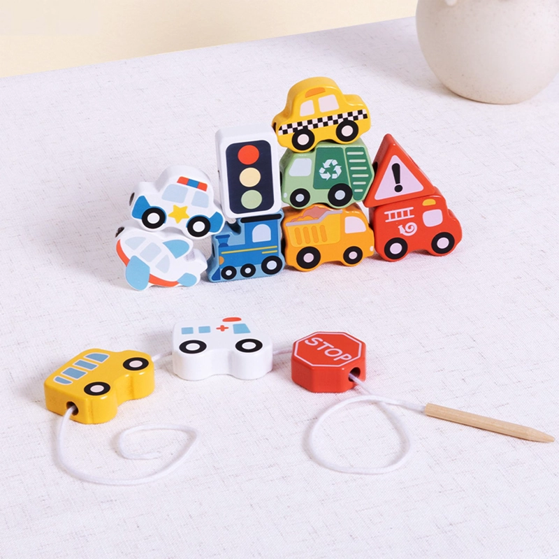 JUGUETE DIDACTICO TRANSPORTE DE MADERA PARA ENHEBRAR TOOKY TOY - 3