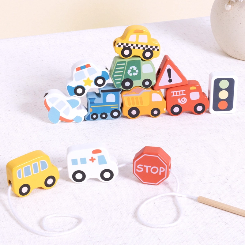 JUGUETE DIDACTICO TRANSPORTE DE MADERA PARA ENHEBRAR TOOKY TOY - 5