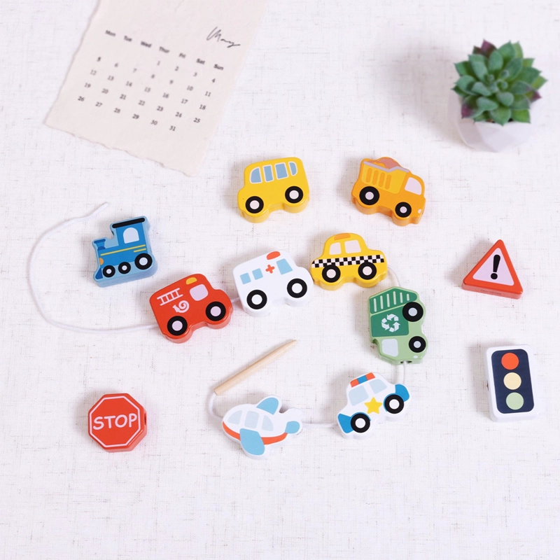 JUGUETE DIDACTICO TRANSPORTE DE MADERA PARA ENHEBRAR TOOKY TOY - 6