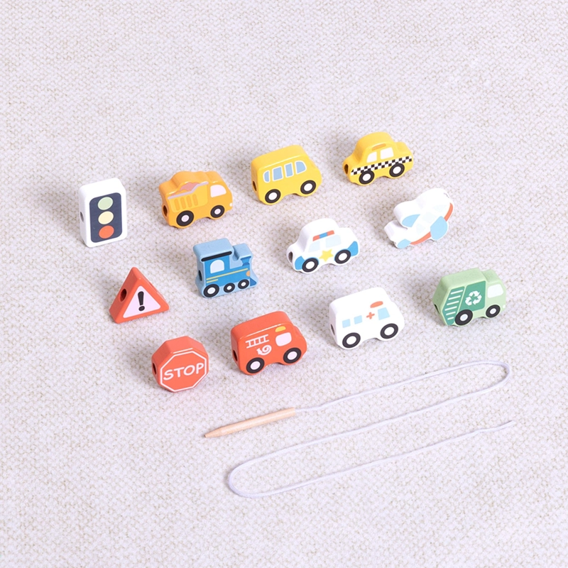 JUGUETE DIDACTICO TRANSPORTE DE MADERA PARA ENHEBRAR TOOKY TOY - 7