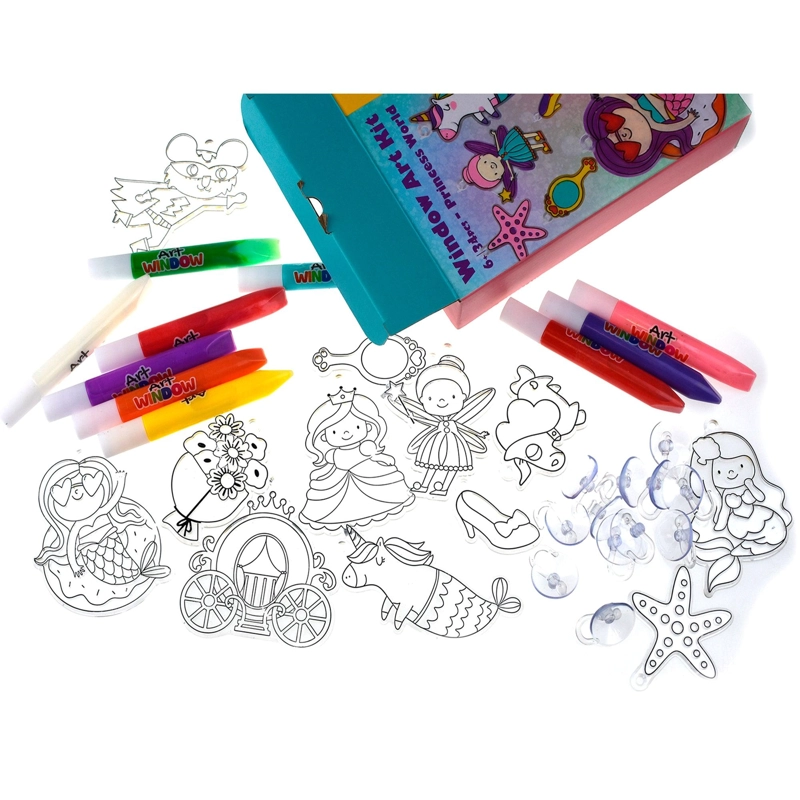 KIT DE ARTE PARA VENTANAS MUNDO DE PRINCESAS 34 PIEZAS TOOKY TOY - 1