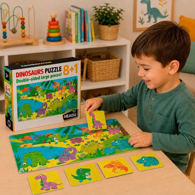 PUZZLE DE DINOSAURIO DOBLE CARA HEADU - 3
