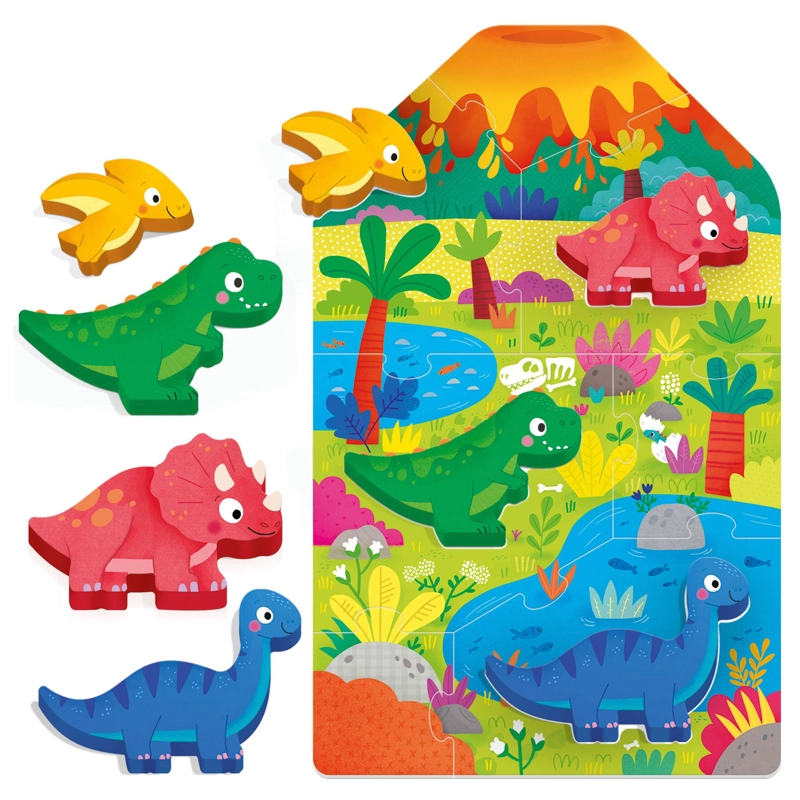 PRIMER PUZZLE MONTESSORI DINOSAURIOS DE MADERA HEADU - 2